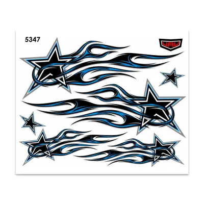 Image de Autocollant « Étoile en flammes » bleu, 35 x 25 cm