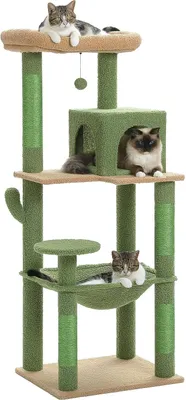 Produktbild von Purpurra Katzenbaum für große Katzen mit Metall Plüsch Hängematte 116cm/ 143 cm