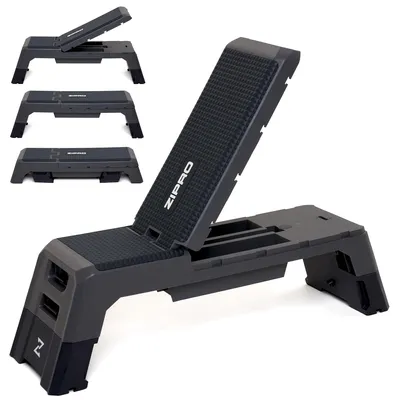 Produktbild von Zipro Fitness Deck 2-in-1 – Verstellbares Aerobic Steppbrett Schrägban Multifunktions-Hantelbank mit Staufach Rutschfester Step Bench für Home Gym