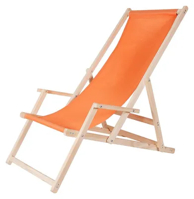 Produktbild von Sonnenliege Armlehne Orange Strand Campingstuhl Holz klappbar Faltsitz Balkon
