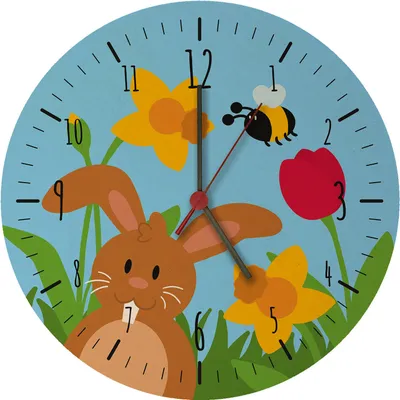 Produktbild von Frühling und Hasen Wanduhr aus MDF zu Ostern