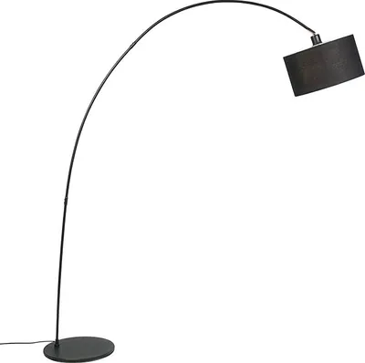Produktbild von QAZQA - Modern Intelligente moderne Bogenlampe schwarz inkl. A60 Wifi - Vinossa Dimmer I Dimmbar I Wohnzimmer - Stahl Länglich - LED geeignet E27