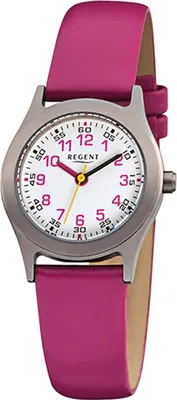 Produktbild von Regent Leder Kinder Uhr F-946 Quarzuhr Armband pink D2URF946