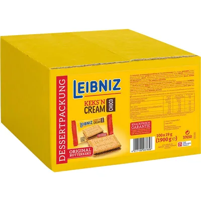 Zdjęcie produktu dla Leibniz herbatniki z kremem Choko 100 sztuk pakowane pojedynczo 1900g