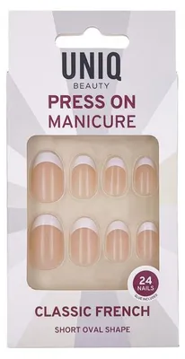 Immagine prodotto di UNIQ Press On Nails Classica Francese - 24 unghie finte con colla
