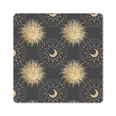 Produktbild von MuchoWow® Mauspad Mousepad Muster - Mond - Sonne - Gold 20x20 cm - Mousepads - Maus Mat - Pad - Mausunterlage - Desk Mat - Bureauartikeln