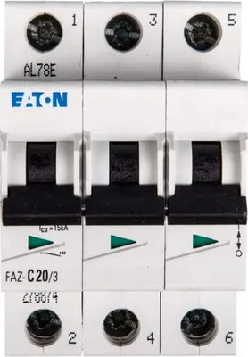Image de Eaton FAZ-C20/3 Disjoncteur miniature de type C (278874)