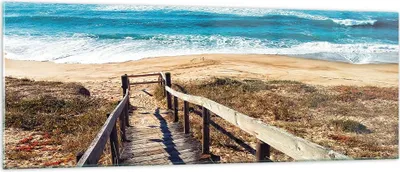 Produktbild von Bilder auf glas - Einteilig - Meer Strand Eintritt - 140x50cm - Glasbilder - Wandbilder - Bilder - zum Aufhängen bereit - Wanddekoration aus Glas - Glas Bilder - Wandbild auf Glas - GAB140x50-4359