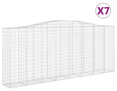 Obrázek produktu pro vidaXL Gabiony s vysokým obloukem 7 ks 400x50x160/180cm Pozinkované železo