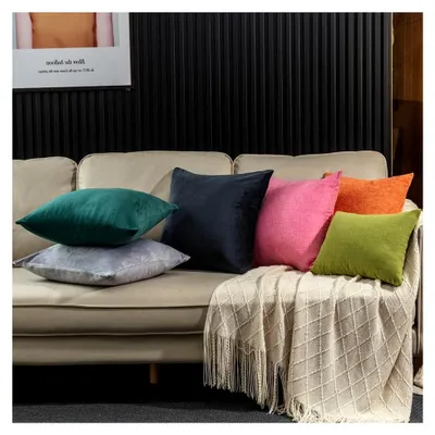 Produktbild von 2er Set Kissenbezug 40 x 80 Anthrazit Schwarz Samt Zierkissenbezüge Weich Flauschig Kuschelig Kissenbezüge Deko Kissen Sofakissen Lendenkissen Wurfkissenbezug Schlafzimmer Kissenhülle
