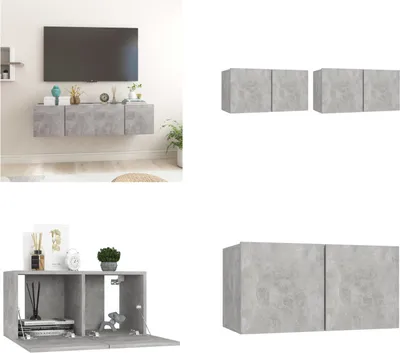 Produktbild von vidaXL TV Hängeschränke 2 Stk. Betongrau 60x30x30 cm - TV Schrank - TV Schränke - Fernsehmöbel - TV Möbel