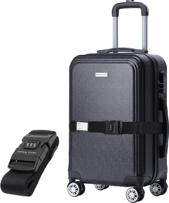 Produktbild von VERTICAL STUDIO "Bergen" 20" Handgepäck Koffer inkl. GRATIS Koffergurt, ABS, 4 Rollen, Teleskopgriff - leicht & robust schwarz | VS-29