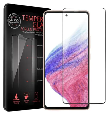 A product packaging box for screen protectors and a screen protector on a phone.