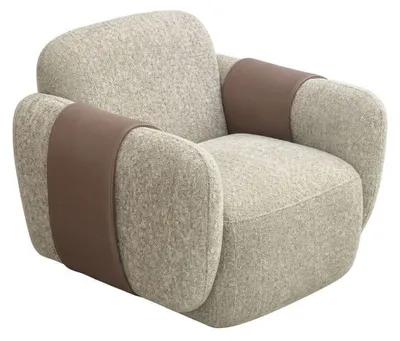 Obrázek produktu pro Křeslo, moderní design, béžová barva, zaoblené tvary, vysoké