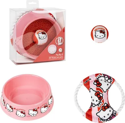 Image de Set Hello Kitty pour animaux domestiques - Set d'accessoires pour chat & chien avec gamelle et jouets