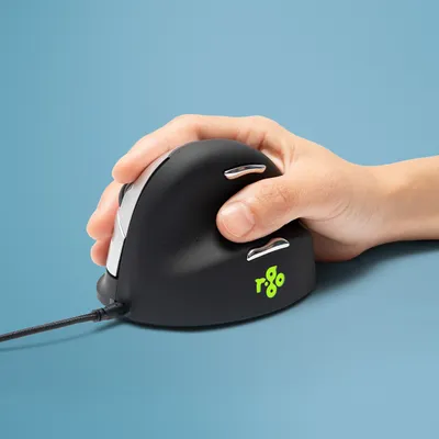 Produktbild von R-Go Maus HE ergonomisch rechts USB       groß    schw./silb retail