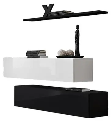 Image de Composition murale SWITCH SBII – Meubles de rangement et étagère – Noir et blanc brillant – Design moderne