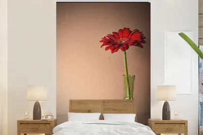 Produktbild von MuchoWow® Fototapete für Wohnzimmer oder Schlafzimmer Wandtapete Vinyl Motivtapete Blume - Vase - Stilleben - 170x260 cm - Wohnzimmertapete