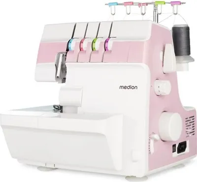Immagine prodotto di Macchina per cucire MEDION SO90 (elettrica, 90 watt, luce LED, taglio in un unico passaggio, numerosi accessori, MD19169) rosa