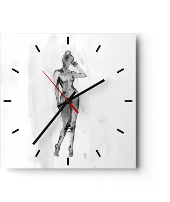 Produktbild von Wanduhr - Quadrat - Glasuhr - Nacktheit Frau Körper - 40x40cm - Schleichendes Uhrwerk - Lautlos - zum Aufhängen bereit - Dekoration Modern - Wanddekoration aus Glas - C3AC40x40-5075