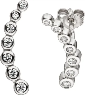 Produktbild von JOBO Ohrstecker 925 Sterling Silber 14 Zirkonia Ohrringe Silberohrringe