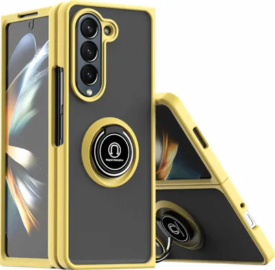 Produktbild von Für Samsung Galaxy Z Fold5 5G TPU / PC Design Ring Magnet Cover Handy Tasche Hülle Gelb Etuis