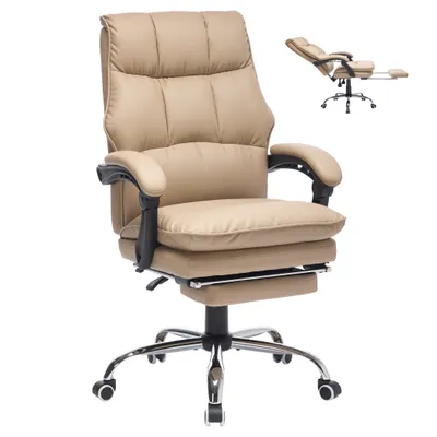 Produktbild von Ergonomischer Bürostuhl mit Fußstütze, Kunstleder Chefsessel mit 155° Verstellbare Rückenlehne, Schreibtischstuhl Tragfähigkeit von 150 kg