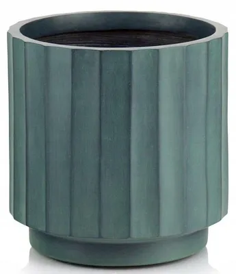 Produktbild von Keramik-Blumentopf mit Rillen, Grün, 36 cm, dekorativer Übertopf für Innenräume