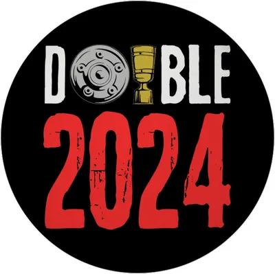 Produktbild von Leverkusen Double-Sieger Magnet rund mit Spruch Double 2024