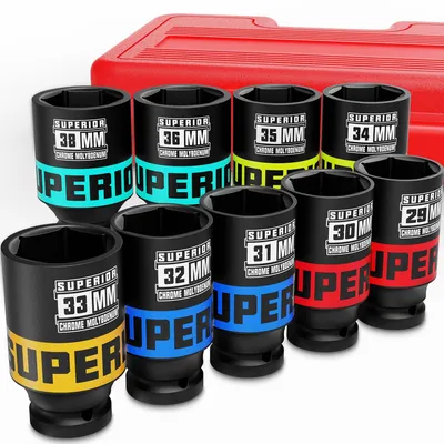 Imagen del producto de Juego de herramientas de llave de impacto de 1/2" de profundidad, 29-38 mm