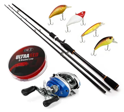 Produktbild von Eurocatch Baitcaster Angelruten-Set - Länge 2,10 m - inkl. 200 m geflochtener Schnur - Visset - Combo