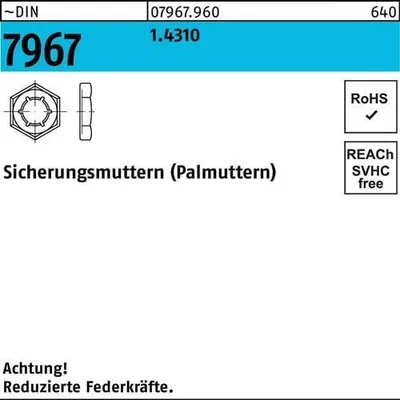 Produktbild von Sicherungsmutter DIN 7967 M12 1.4310 100 Stück