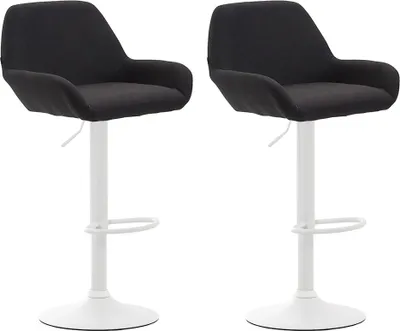 Produktbild von CLP 2er Set Barhocker Braga Stoff drehbar und höhenverstellbar schwarz Gestell Farbe weiß