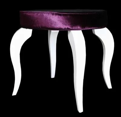 Produktbild von Casa Padrino Barock Sitzhocker Lila / Weiß - Designer Rundhocker - Luxus Qualität