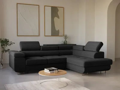 Produktbild von LetSit Ecksofa William L Poso Rechts Freistehendes Loungesofa Bequemes Ecksofa mit Schlaffunktion Schmutzabweisend Für Wohnzimmer Schlafzimmer Schwarz