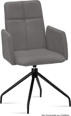 Produktbild von Armlehnstuhl drehbar (4er-Set) Doanna 52x92x60 Schwarz/Grau