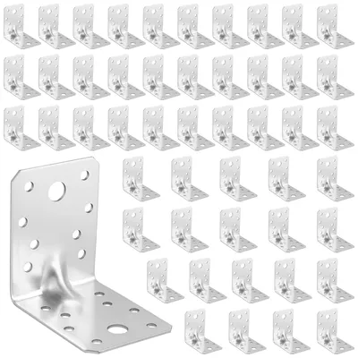 Imagen del producto de Juego de 50 escuadras de refuerzo resistentes para madera y metal