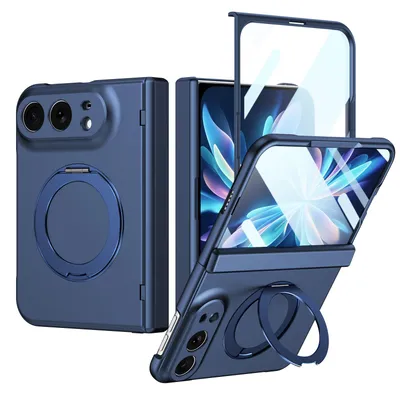 Obrázek produktu pro Pouzdro pro Apple iPhone Duo otočným stojánkem, ochranou pantu a ochrannou fólií na displej, odolný ochranný kryt Modrá