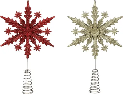 Produktbild von Christbaumspitze aus Kunststoff Weihnachtsstern rot gold 23 cm 2-fach sortiert