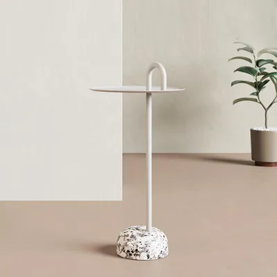 Produktbild von Beistelltisch, Kleiner Couchtisch, Runder Kaffeetisch, Balkon Tisch, Wohnzimmer Tisch Weiß 36 × 70.5 cm /YXSTBJB/