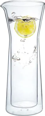 Obrázok produktu pre Unyqoos® Moritz & Moritz, dvojitá sklenená karafa s objemom 900 ml, vyrobená z borosilikátového skla, odolná voči teplu a vhodná do umývačky riadu, priemer 11 cm × výška 27 cm – ideálna na vodu, čaj, džús, kávu