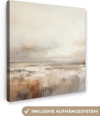 Produktbild von MuchoWow® - Leinwandbilder - Kunst - Industriell - Grau - Braun - Abstrakt, Wandbild, Wanddeko Bilder Wohnzimmer, 90x90 cm