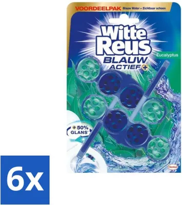 Produktbild von Weißer Riesen-Toilettenblock Blauer Aktiv-Eukalyptus 2 Stück - Vorteilspack - 6 Stücke