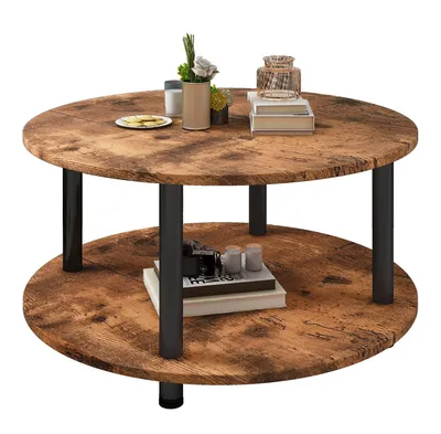 Produktbild von Runder Couchtisch mit 2 Ablagen, Vintage-Design, 60 x 60 x 48,5 cm