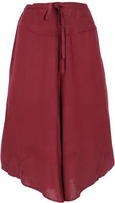 Produktbild von Palazzohose, Knielanger Hosenrock, Boho Sommerhose - Bordeauxrot, Damen, Viskose, Größe: S/M