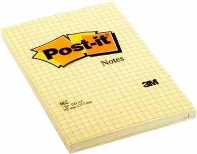 Image de Post-It 662 Rectangle Jaune 100 feuilles Auto-adhésif