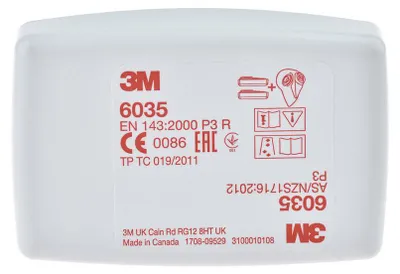 Image de filtre à particules 3M avec charbon actif dans un boîtier plastique robuste 6038 P3R, Classe de protection:P3R, Version:Filtre à particules, Norme:EN143 - 2000