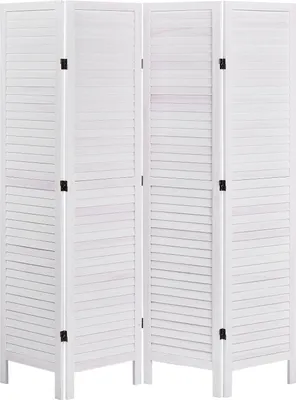 Produktbild von BELIANI Raumteiler Cremeweiß 4-Teilig Faltbar 170 x 163 cm Moderne Trennwand für Homeoffice Büro Wohnzimmer Schlafzimmer