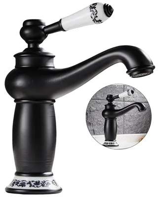 Produktbild von Mischbatterie Wasserhahn Retro – Einhebelmischer, Langlebig & Hochwertig, Einfach zu Installieren, Vintage Armatur für Bad & Küche, Schwarz