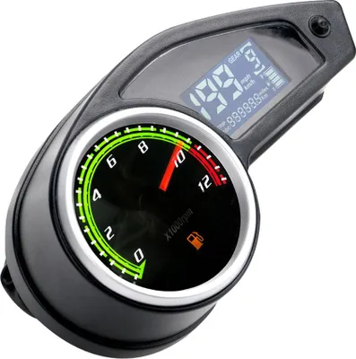 Obrázek produktu pro Motocyklový tachometr, LCD digitální počítadlo kilometrů, otáčkoměr, palivoměr, univerzální upravené příslušenství